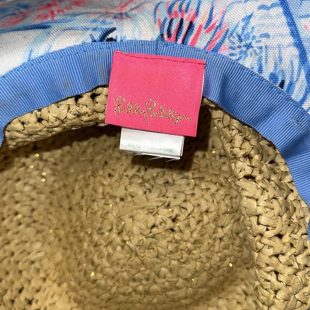 EUC Lilly Pulitzer Floppy Straw Sun Beach Hat in Sea‎ to Shining Sea - Picture 4 of 5